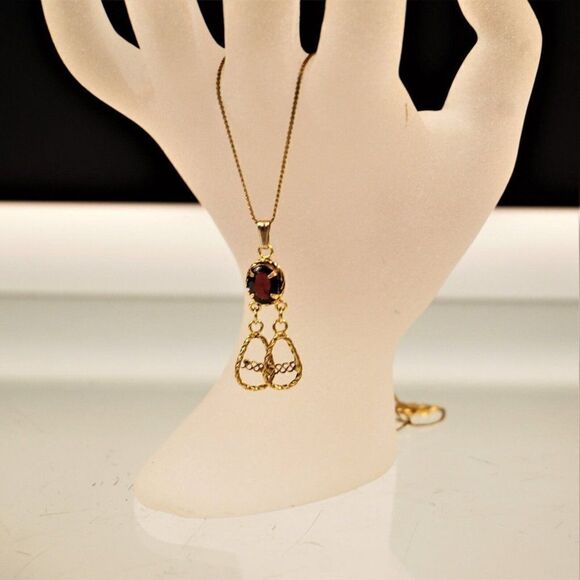 Vintage Necklace Amethyst Pendent 14K GF Chain 18 Inch Signed D.E.C. - Picture 1 of 8
